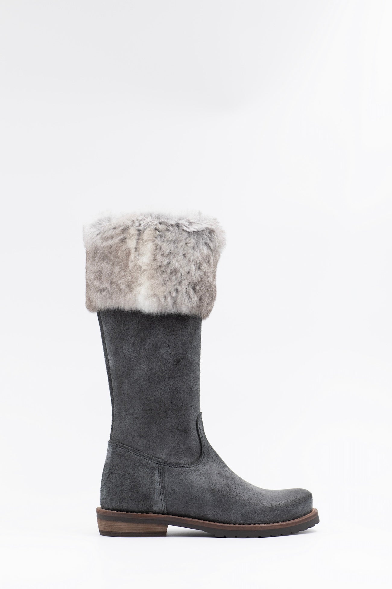 Grey boots with fur trim clearance