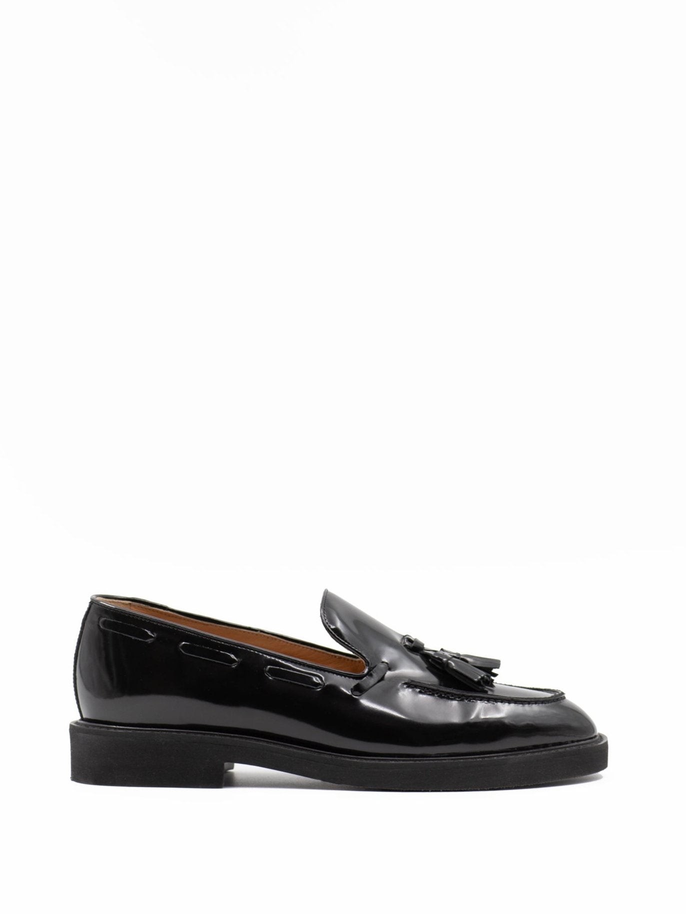 Edith tassel loafers in black patent - Main Image