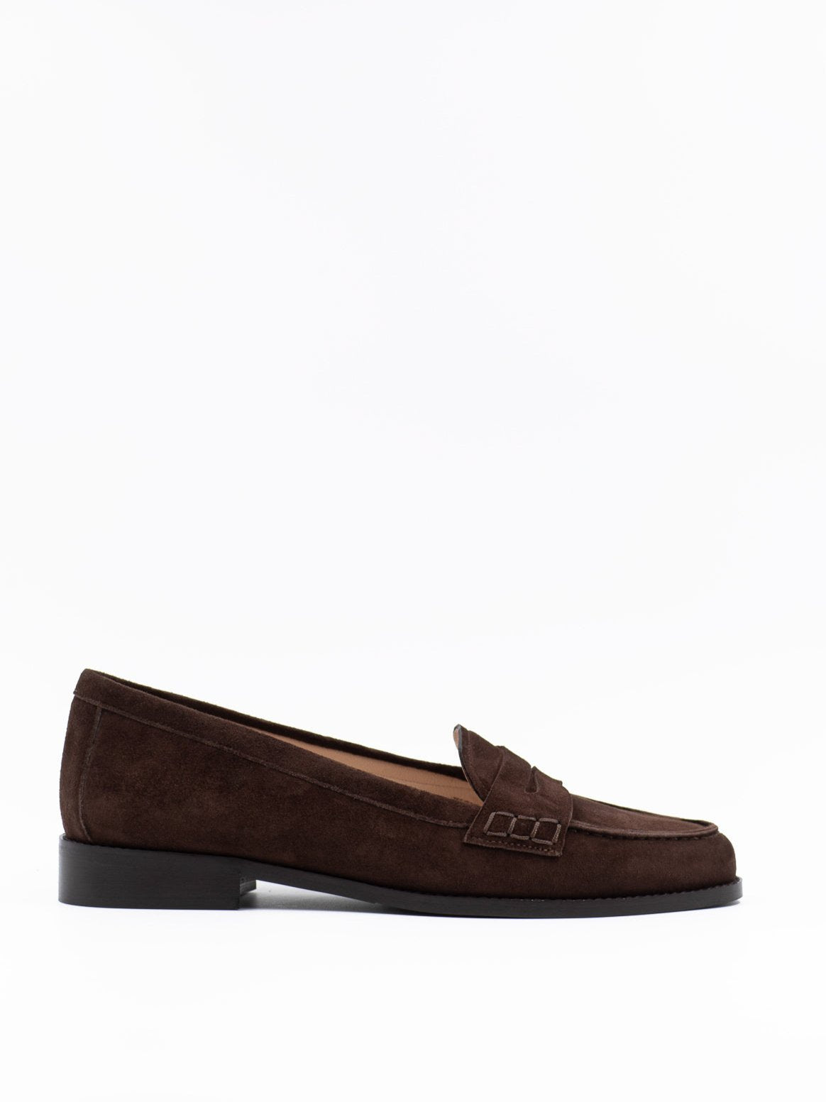 Women's brown suede penny loafers
