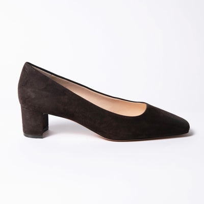 Square-Toe Pumps in Brown Suede
