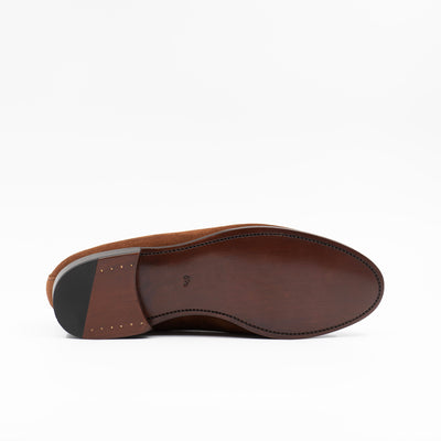The Tassel Loafer in Cognac Suede