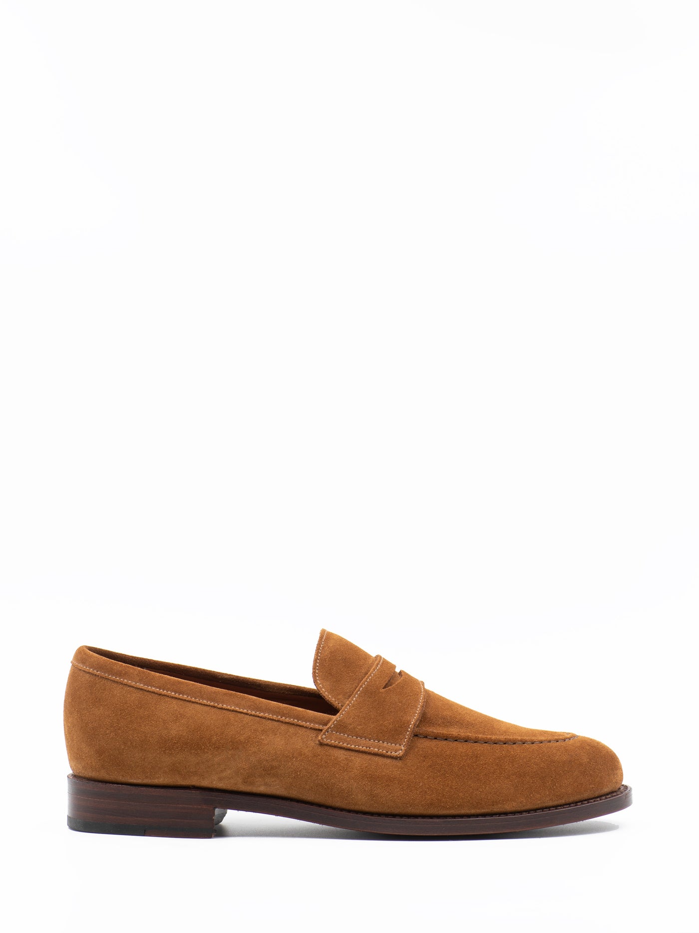 light brown suede penny loafers