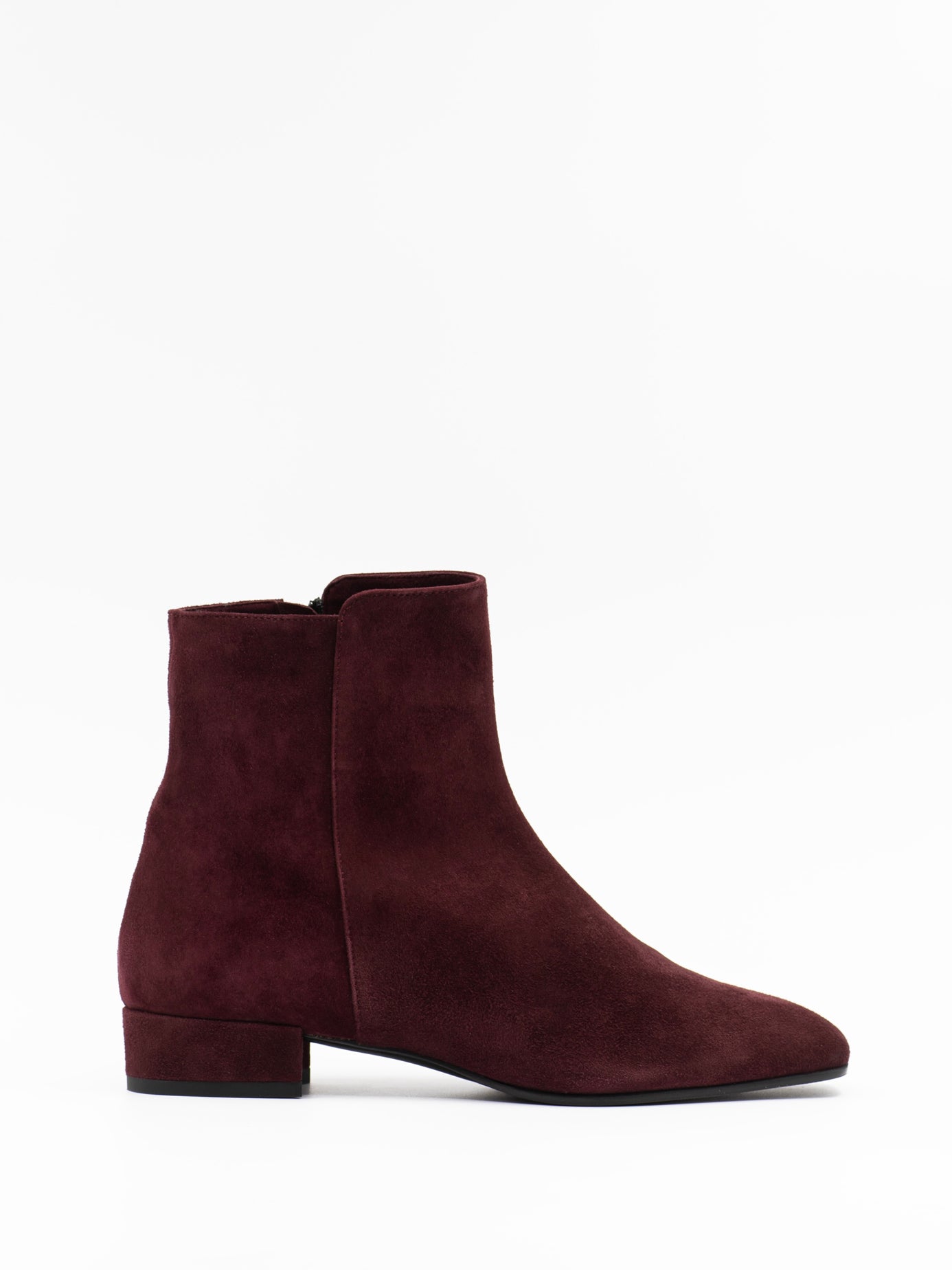 Square-toe ankle boots in burgundy