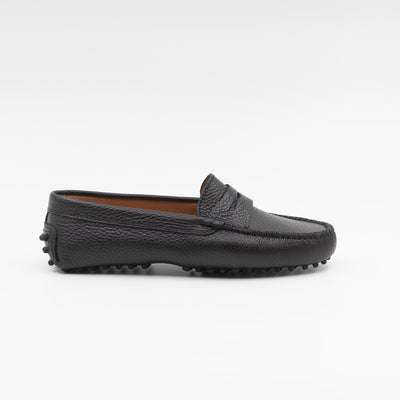 Black leather gommino loafer