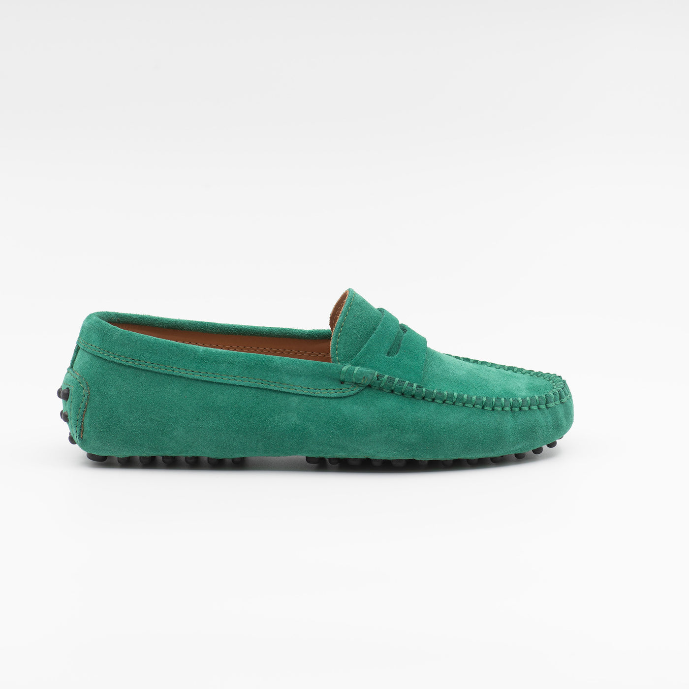 Driving Shoe in Green Suede