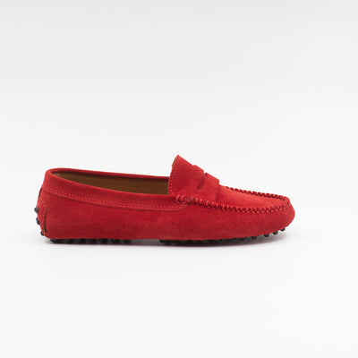 Car shoe in red suede 