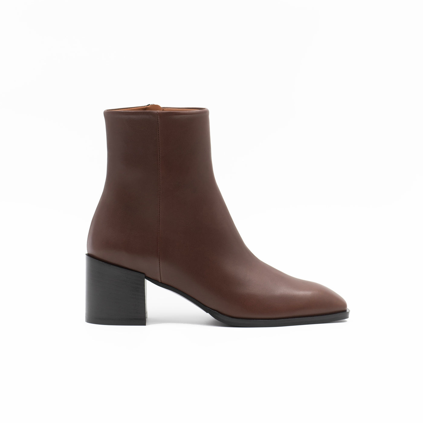 Block Heel Ankle Boots in Brown