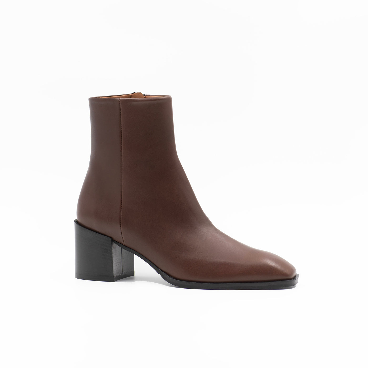 Block Heel Ankle Boots in Brown