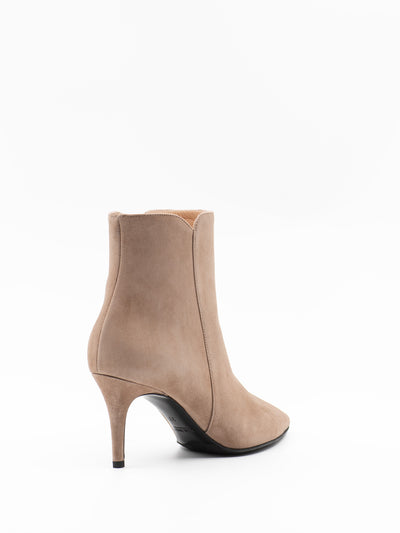 Curved Cuff ankle boots in beige suede