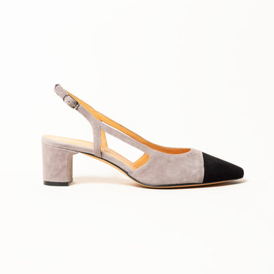 Two-Tone Slingback in Grey Suede