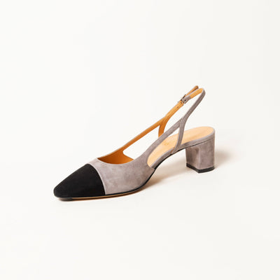 Two-Tone Slingback in Grey Suede