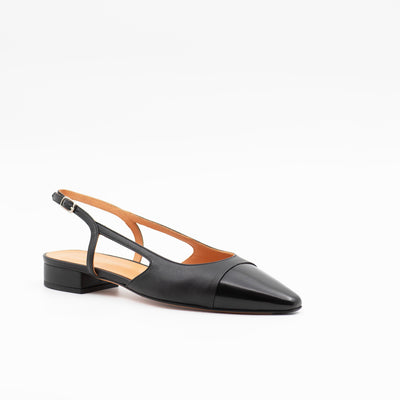 Two-tone Slingback in black leather