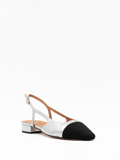 Two-tone slingback sandal in silver
