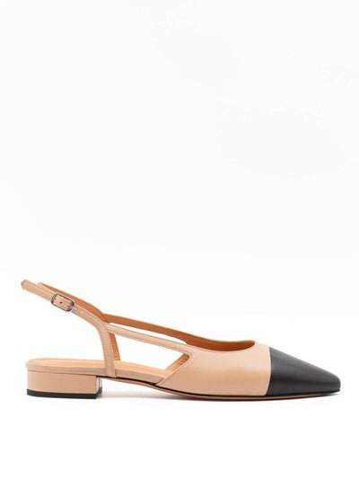 two tone slingback sandal in beige leather
