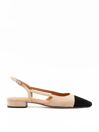 two tone slingback sandal in beige suede