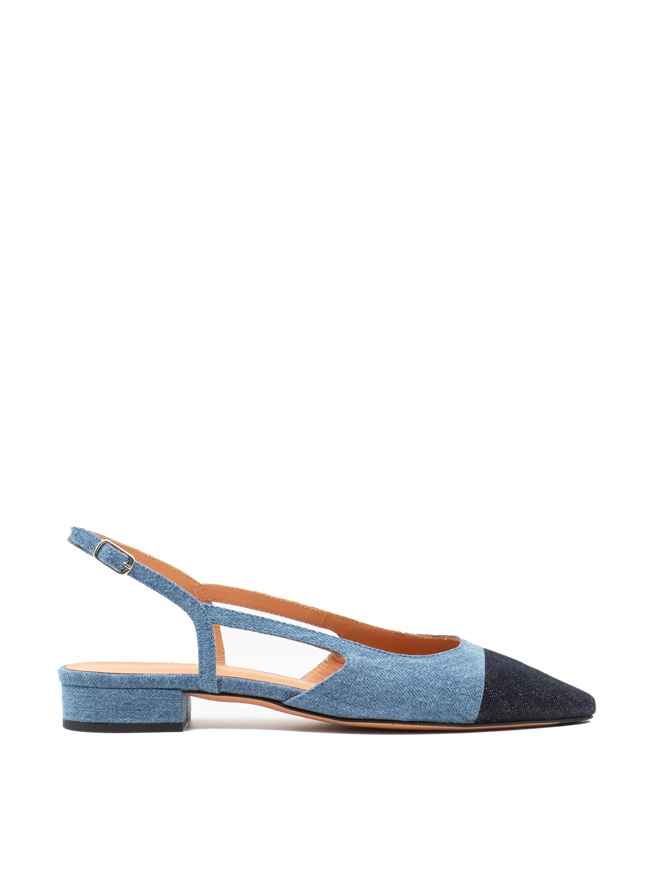 Two-tone slingback sandal in denim