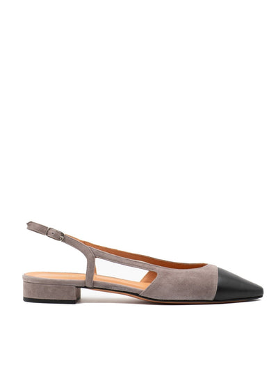 two tone slingback sandal in grey suede
