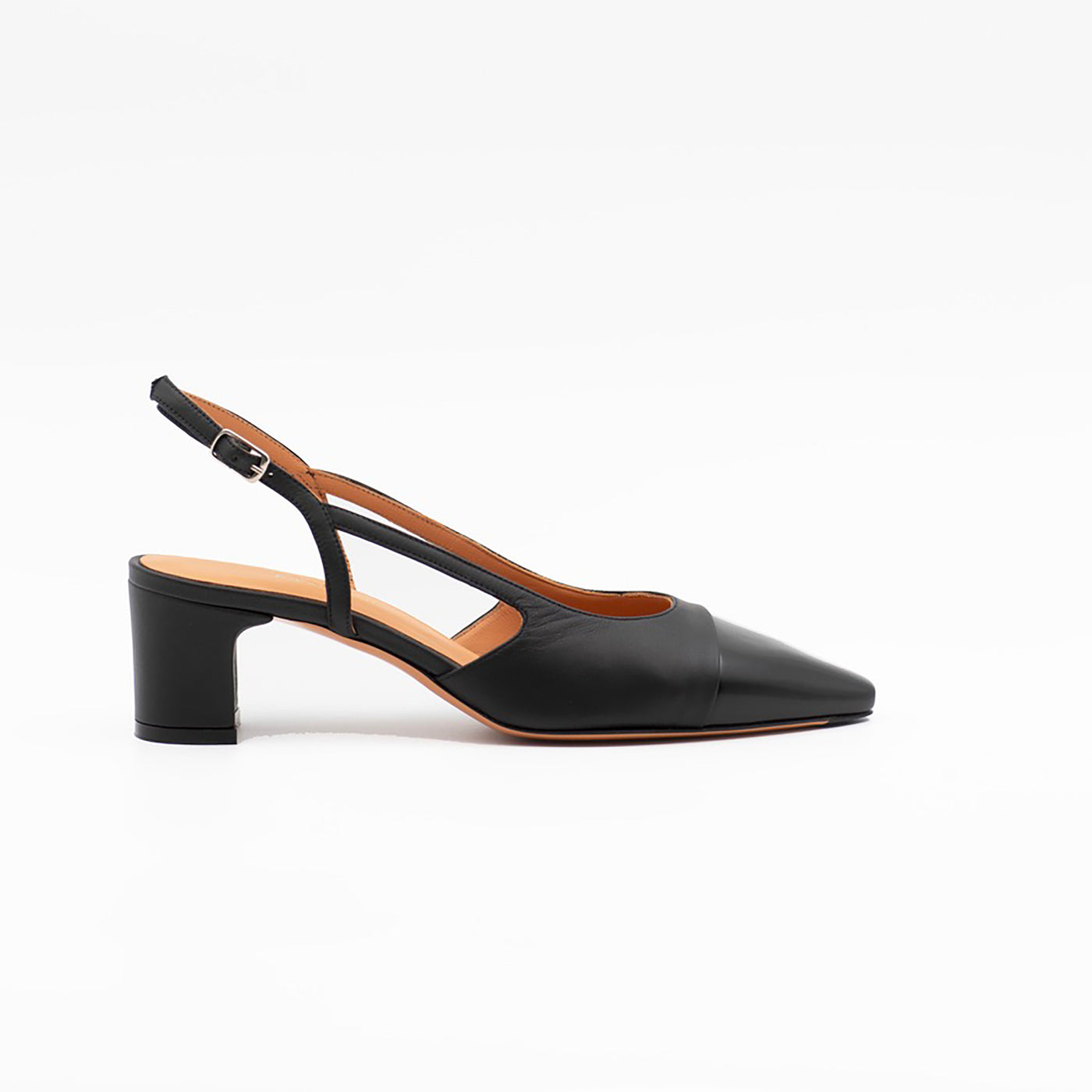 Two-Tone Slingback in Black Leather