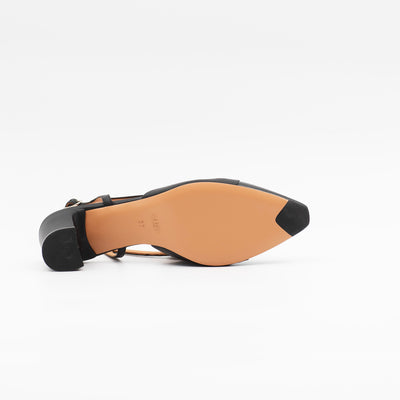 Two-Tone Slingback in Black Leather