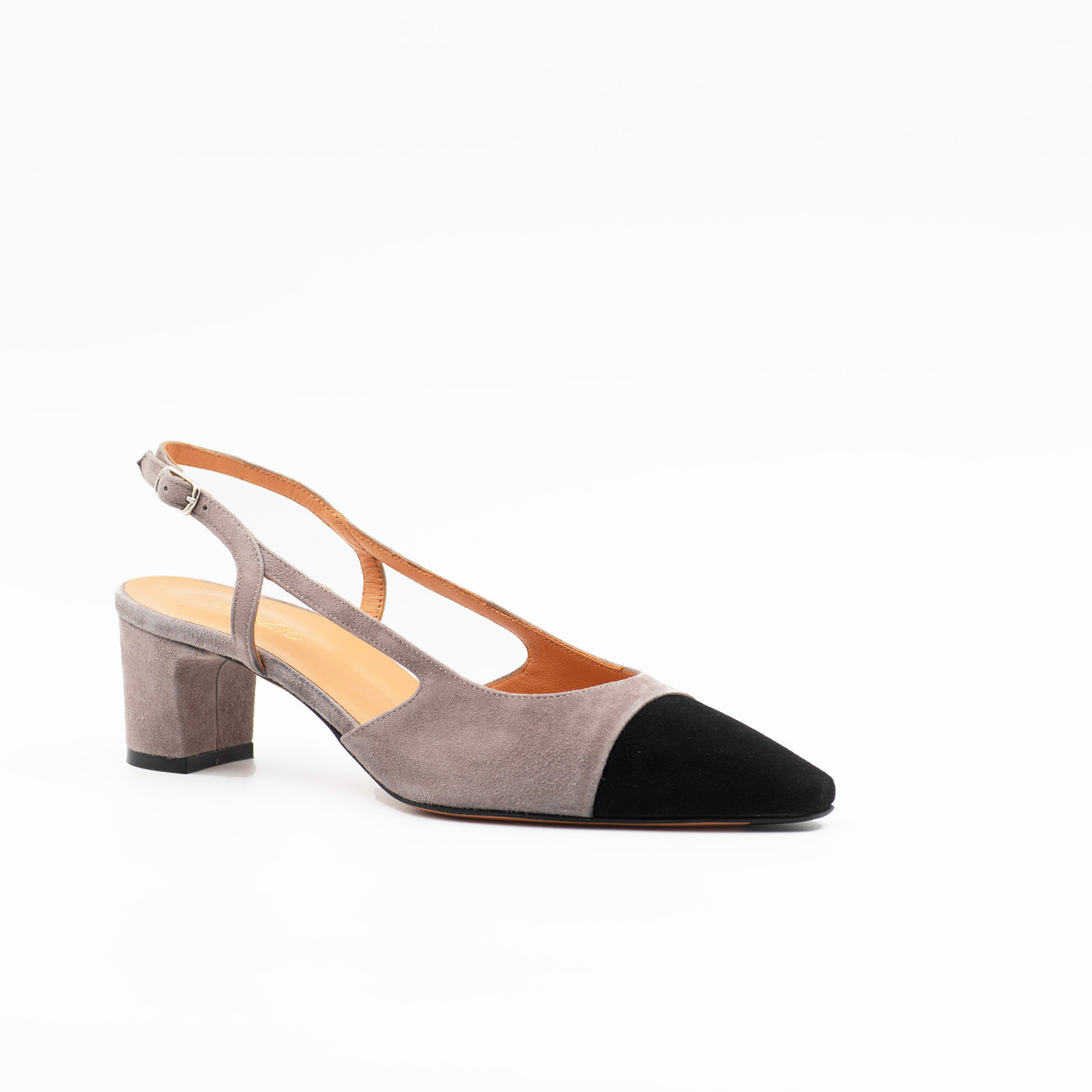 Two-Tone Slingback in Grey Suede