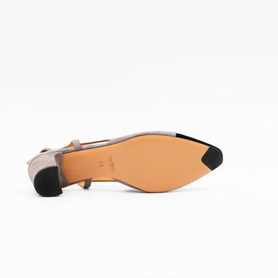 Two-Tone Slingback in Grey Suede