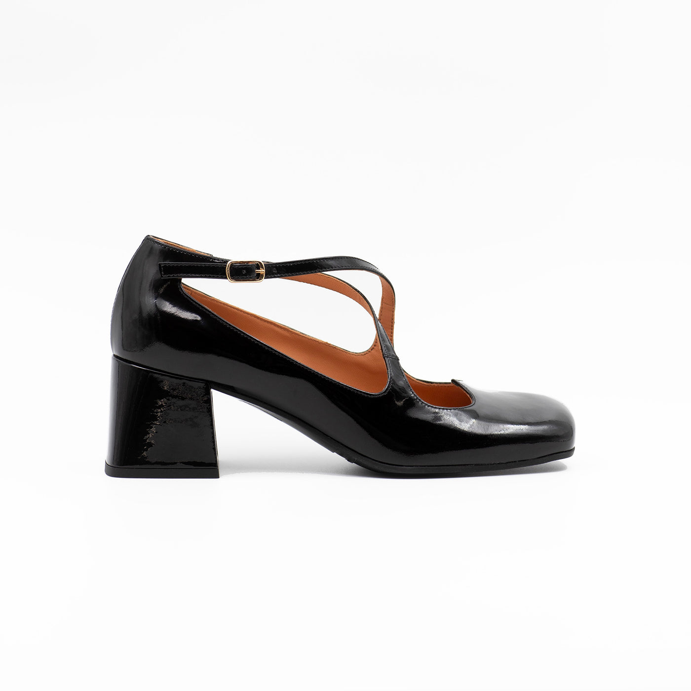 Heart Square Toe Pumps in Black
