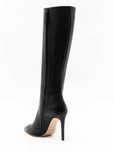 'Stiletto' Point toe boots in black leather