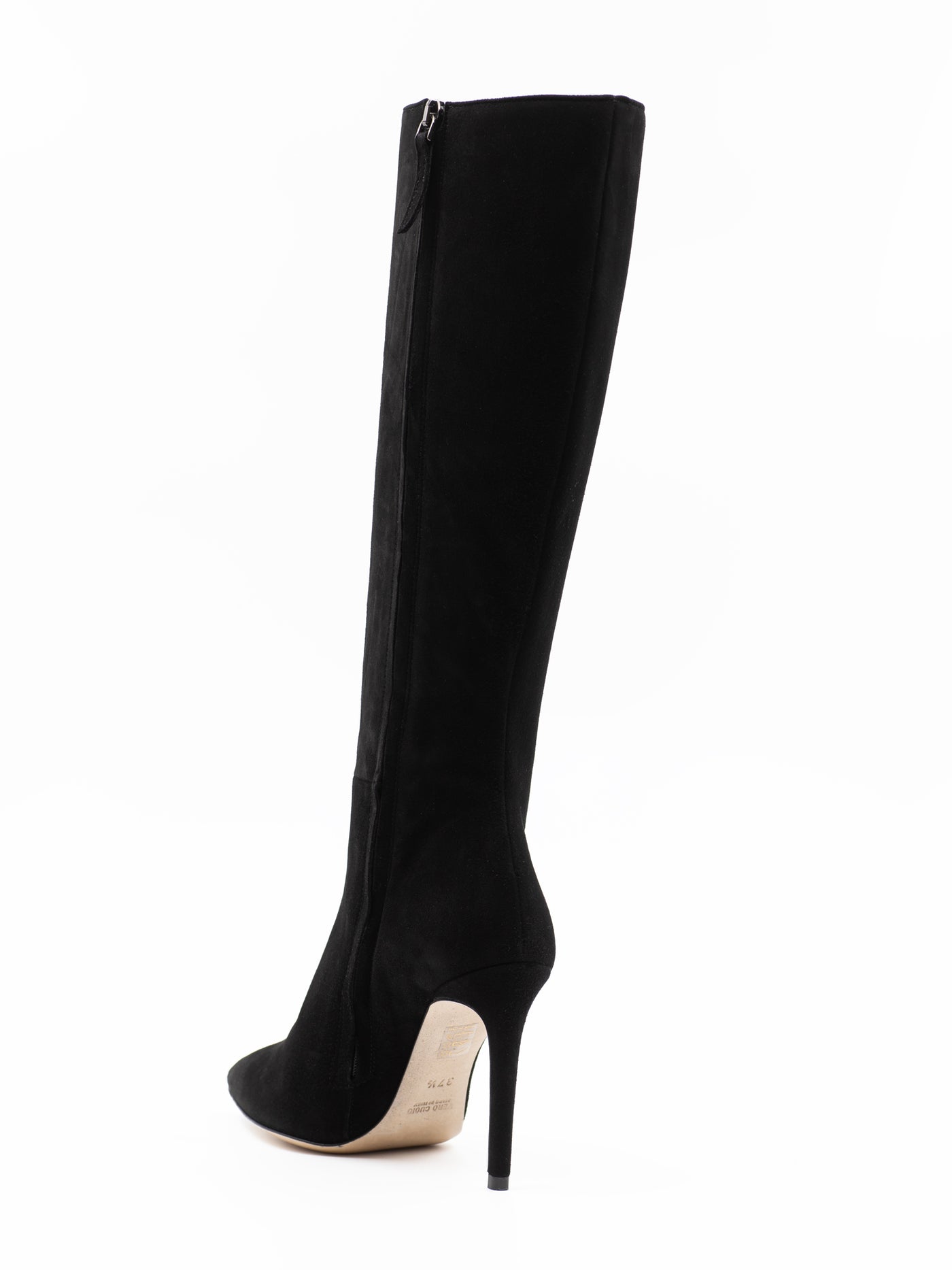 'Stiletto' Point toe boots in black suede