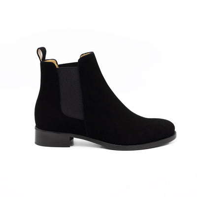 Women's black suede leather chelsea boots 