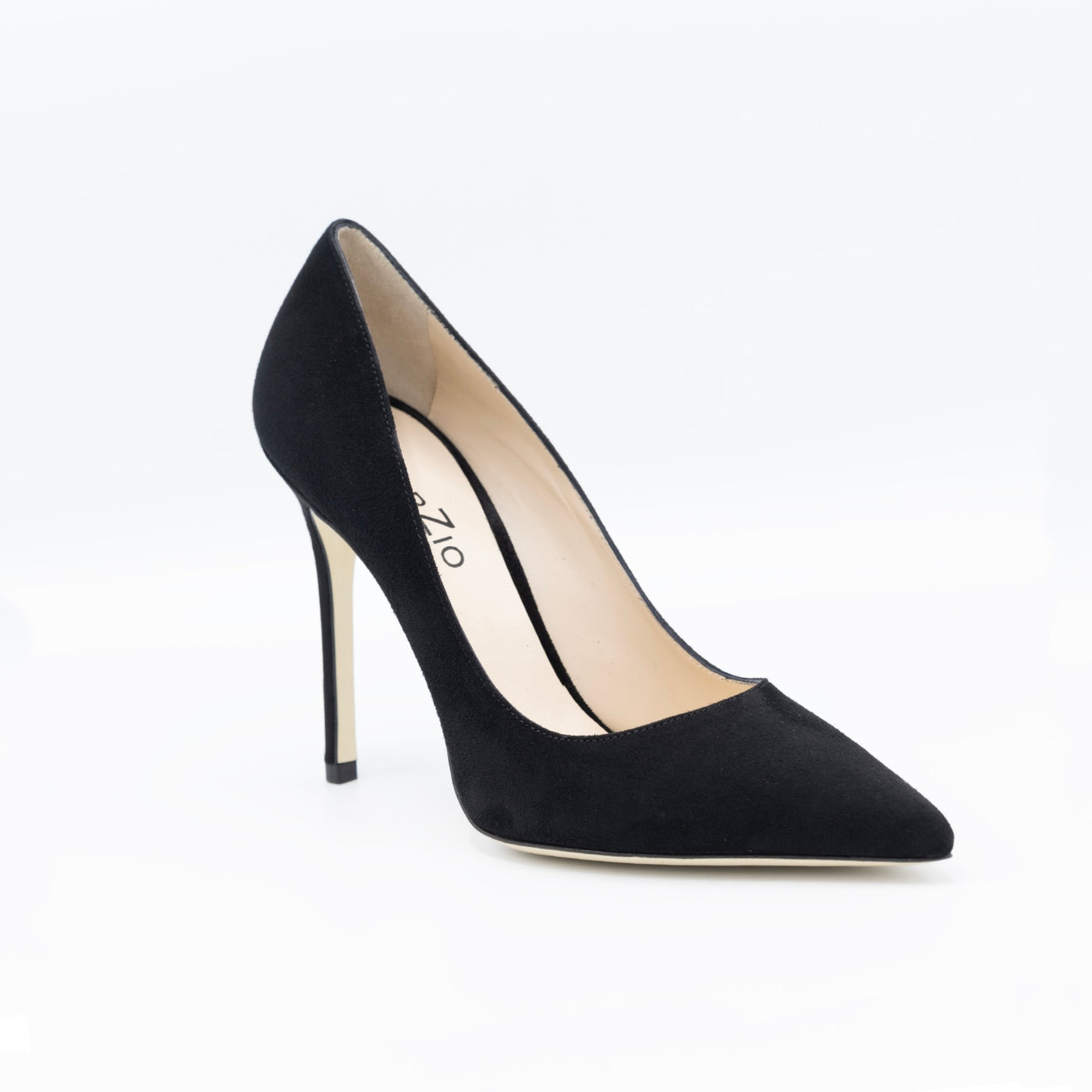 High heel pumps with pointy toes in black suede