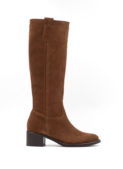 Cognac suede leather boots
