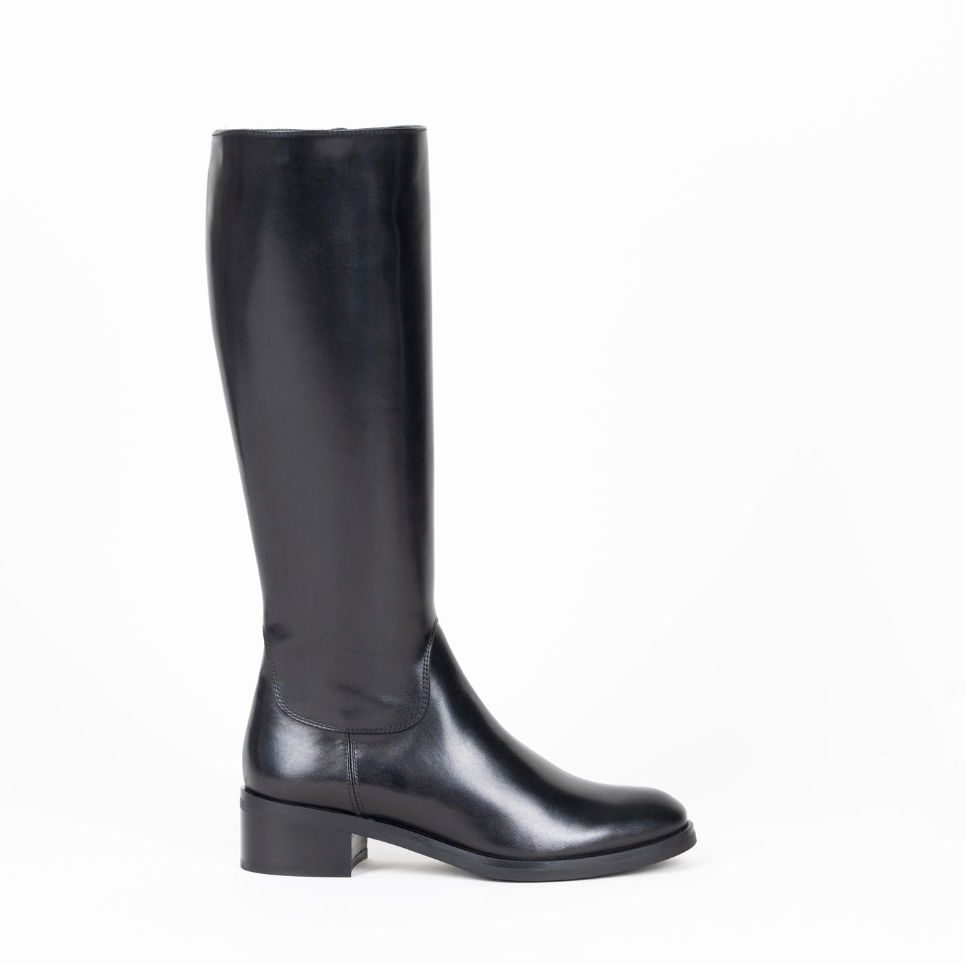 Black leather riding boot