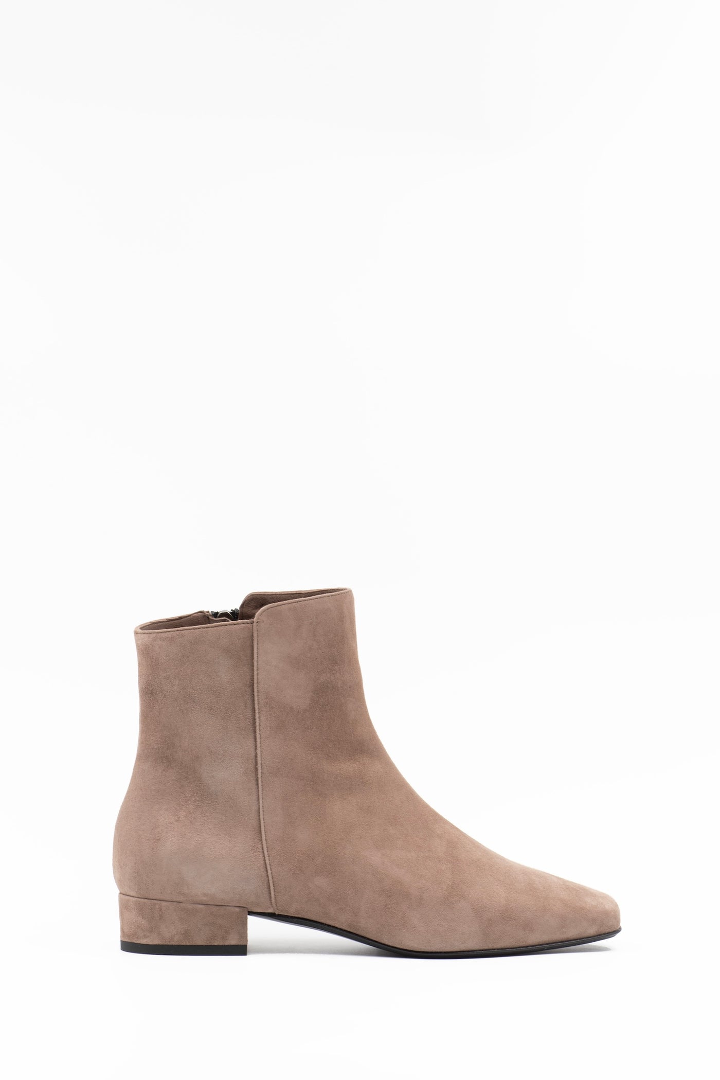 Square toe ankle boots in taupe suede