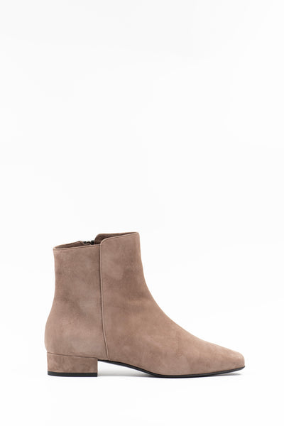 Square toe ankle boots in taupe suede