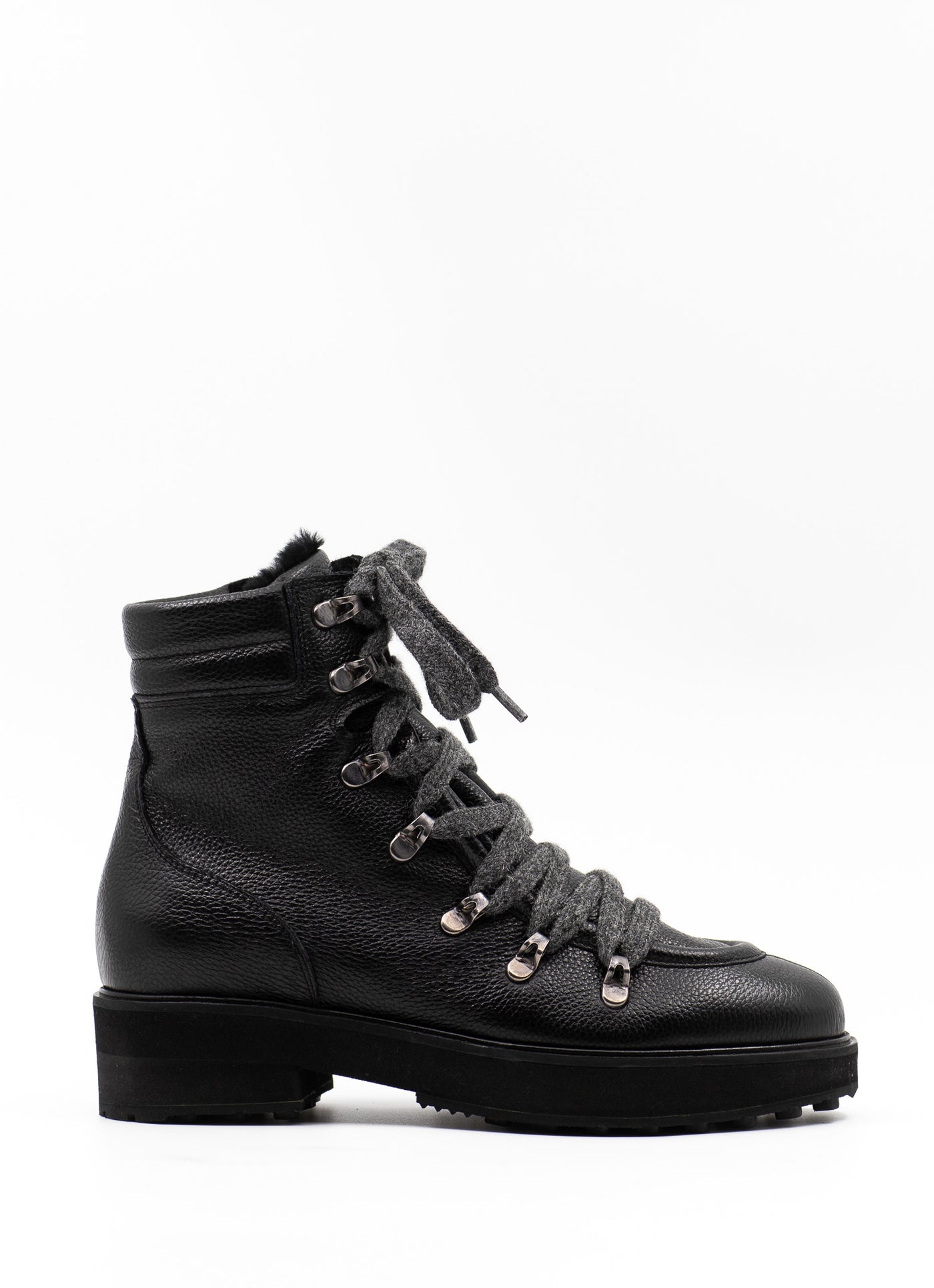 Shearling-Lined Ankle Boots in Grained Leather