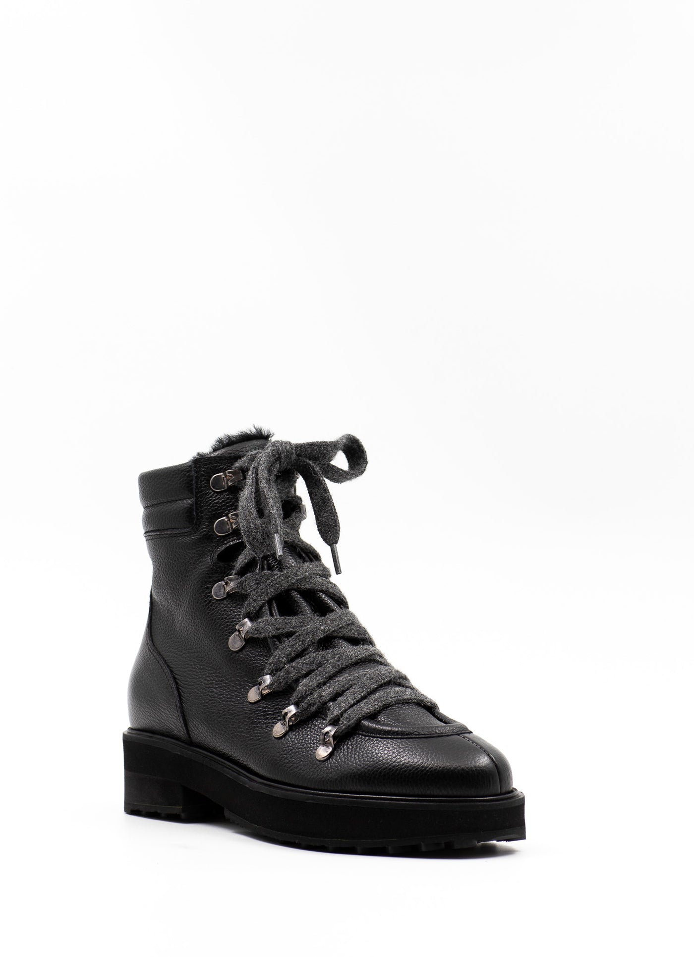 Shearling-Lined Ankle Boots in Grained Leather