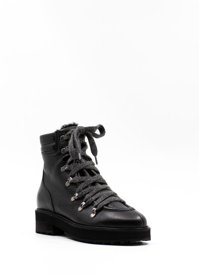 Shearling-Lined Ankle Boots in Grained Leather