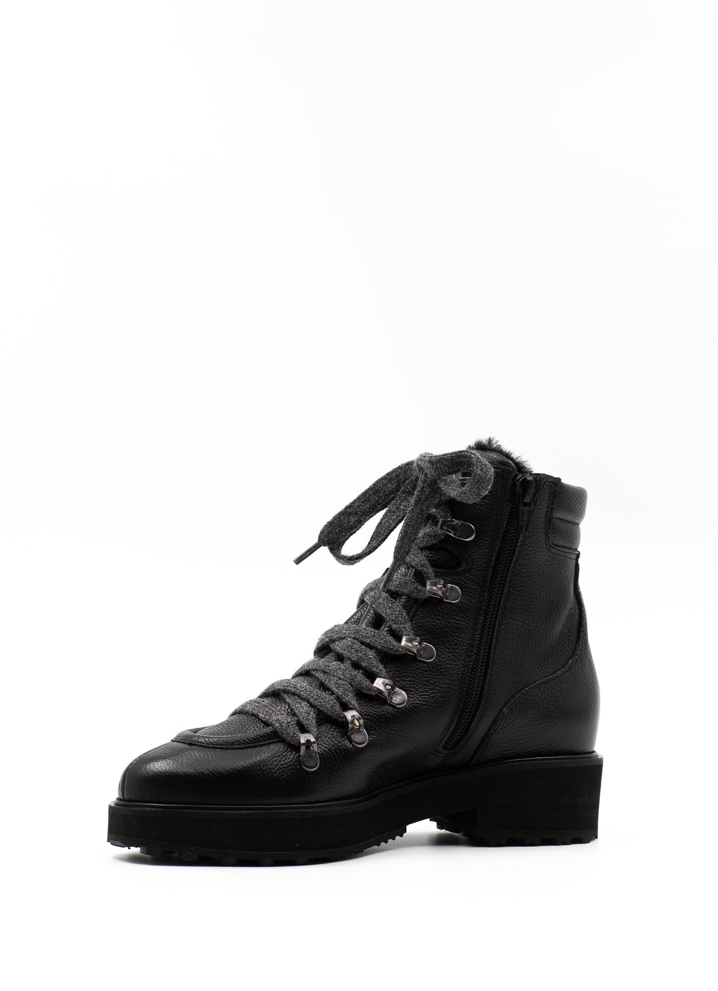 Shearling-Lined Ankle Boots in Grained Leather