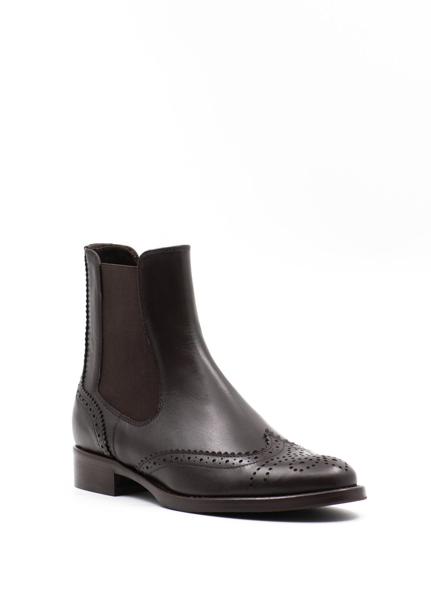 Brogue Chelsea Boots in Brown Leather