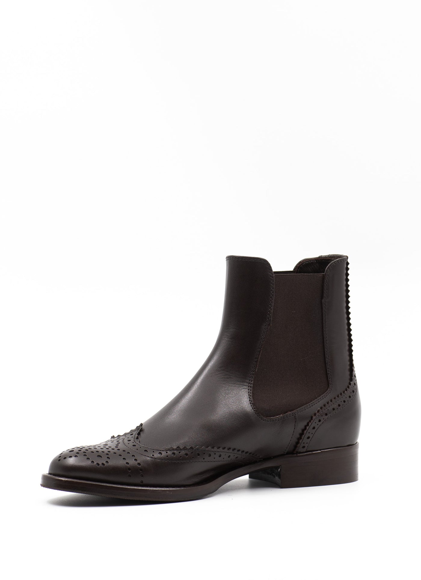 Brogue Chelsea Boots in Brown Leather