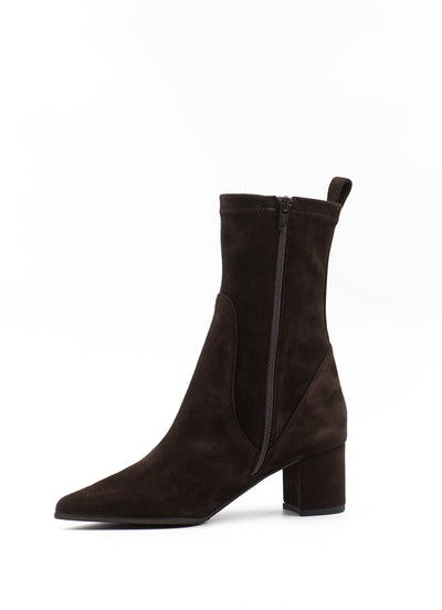 Brown Suede Stretch Ankle Boots