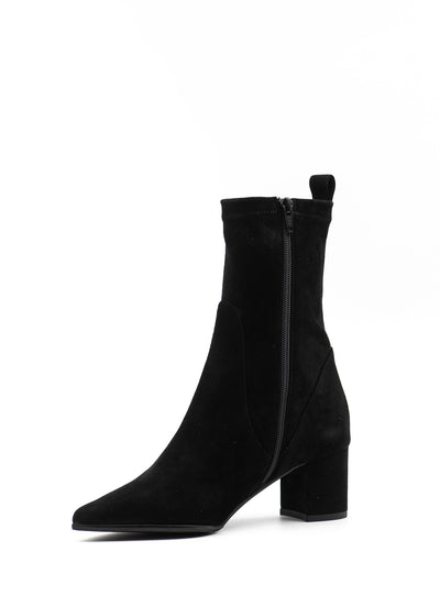 Black Suede Stretch Ankle Boots