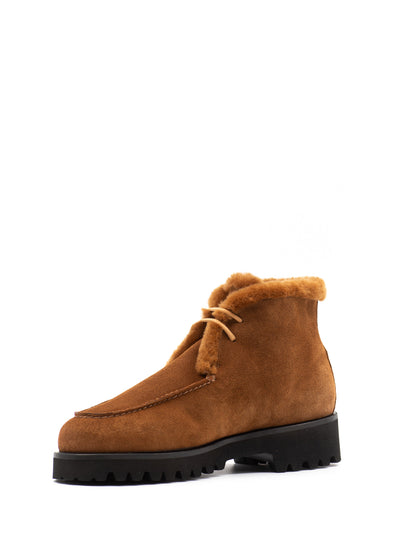 Shearling Desert Boots in Cognac Suede