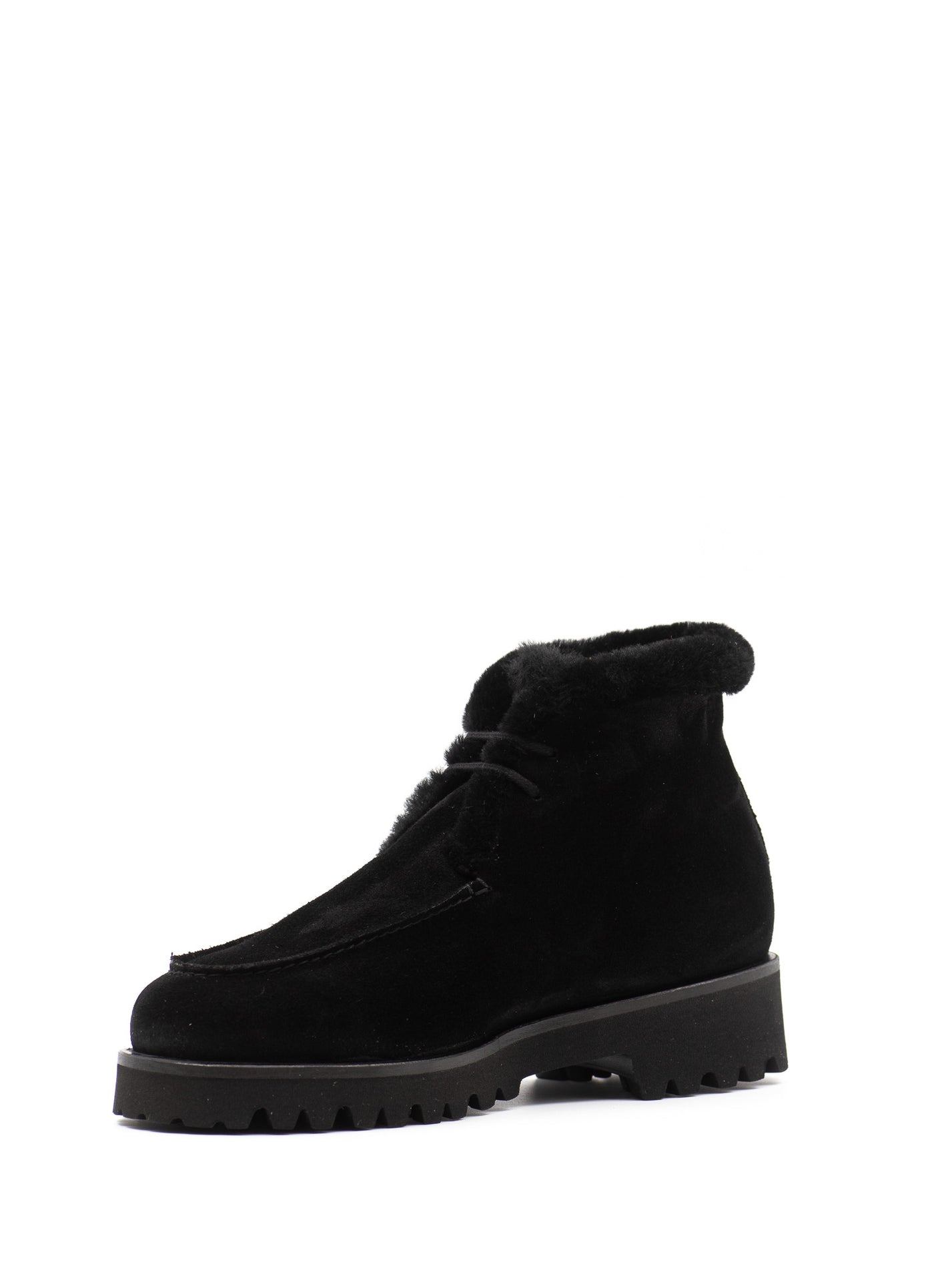 Shearling Desert Boots in Black Suede