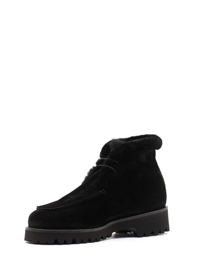 Shearling Desert Boots in Black Suede