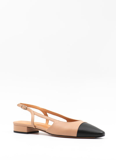 Chanel inspired slingback in beige leather