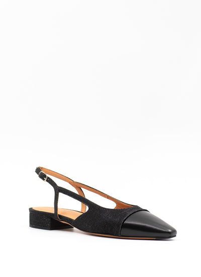 two tone slingback sandal in black fabric