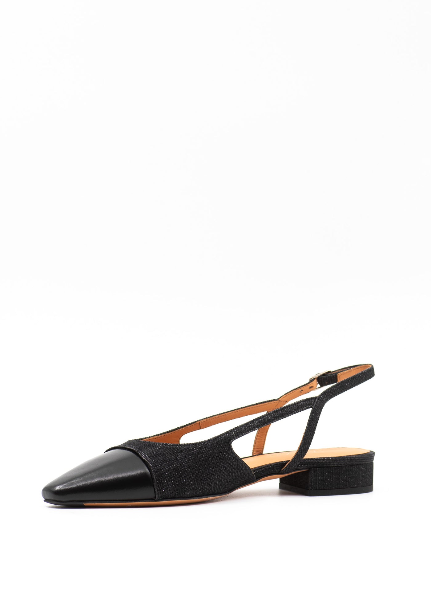 two tone slingback sandal in black fabric