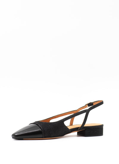 two tone slingback sandal in black fabric