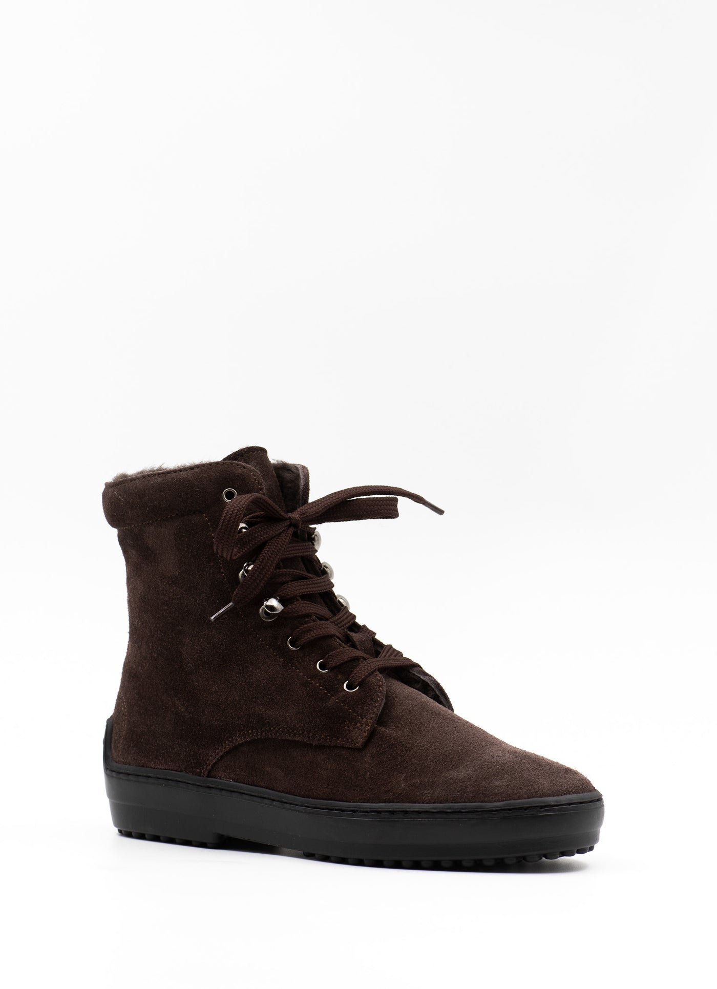 Lace-up boots in brown suede